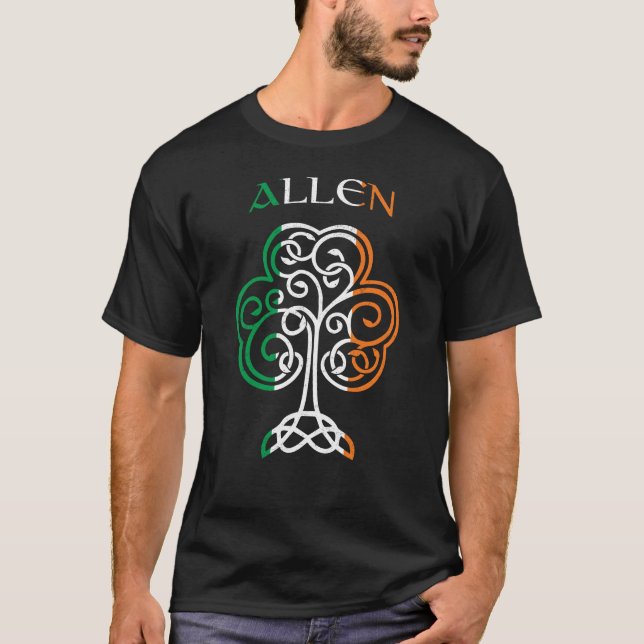 Camiseta ALLEN Irish Name Shamrock Ireland Flag Family (Frente)