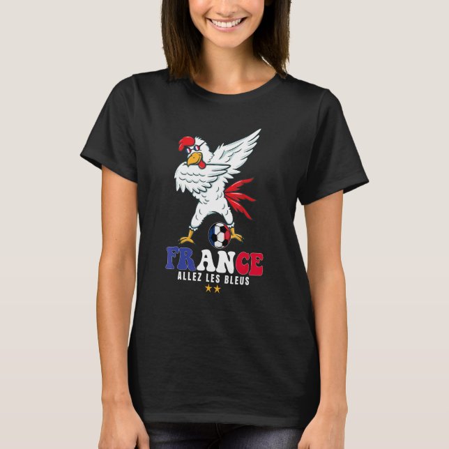 Camiseta Allez les Bleus França Soccer Flag Rooster Dabing (Frente)