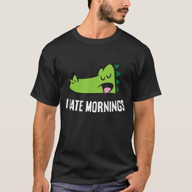 Camiseta Alligador Cansado I Odeio Manhãs (Frente)