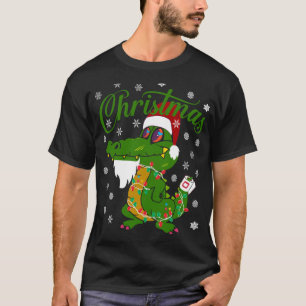 Camiseta Alligador de crocodilo natalino de xmas roupa de i