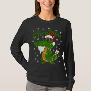 Camiseta Alligador de crocodilo natalino de xmas roupa de i