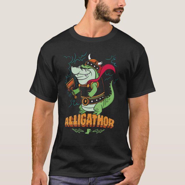 Camiseta Alligathor Norse Mythology  Thor Alligator Viking (Frente)