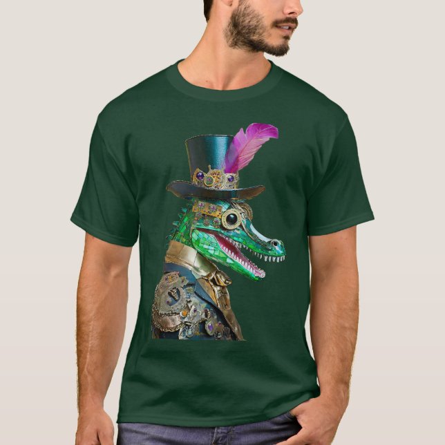 Camiseta Alligator Animal do Partido Steampunk do Mardi Gra (Frente)