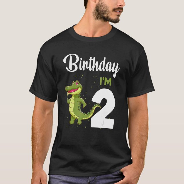 Camiseta Alligator Birthday 2 Anos Crianças De Coelho Rapar (Frente)