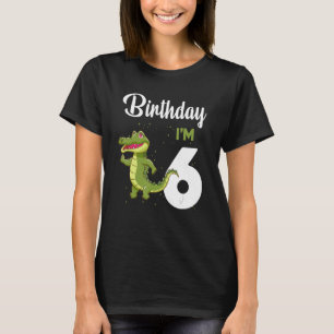 Camiseta Alligator Birthday, 6 anos Crianças do Coelho Meni