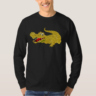 Camiseta Alligator Crocodile Ouro Animal Para Meninas