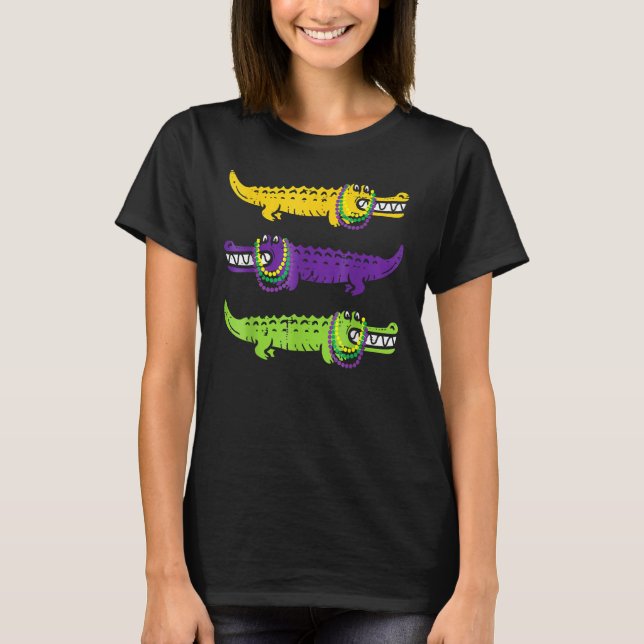 Camiseta Alligator Crocodiles Louisiana Mardi Gras Party Bo (Frente)