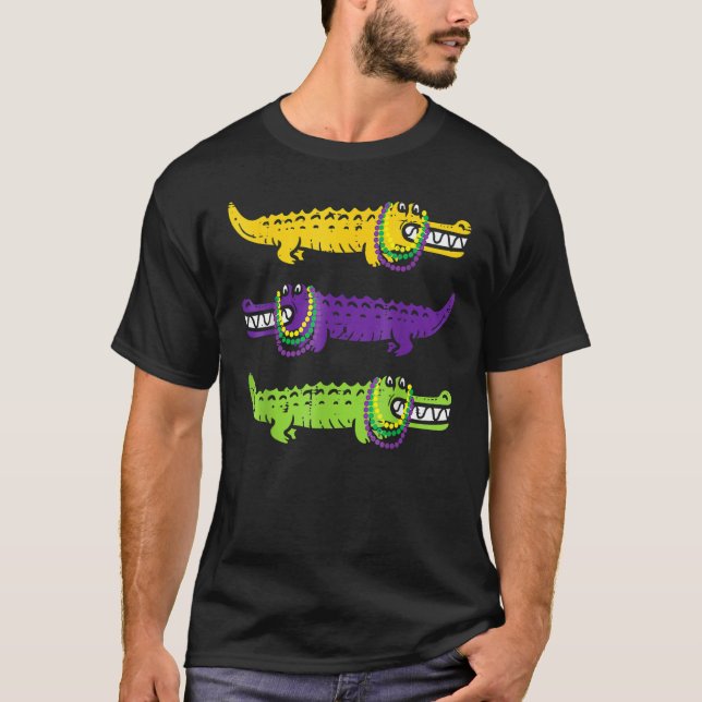 Camiseta Alligator Crocodiles Louisiana Mardi Gras Party Bo (Frente)