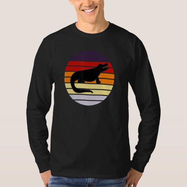 Camiseta Alligator Crocodilo Retro Sunset Lover Cubo Rétil (Frente)