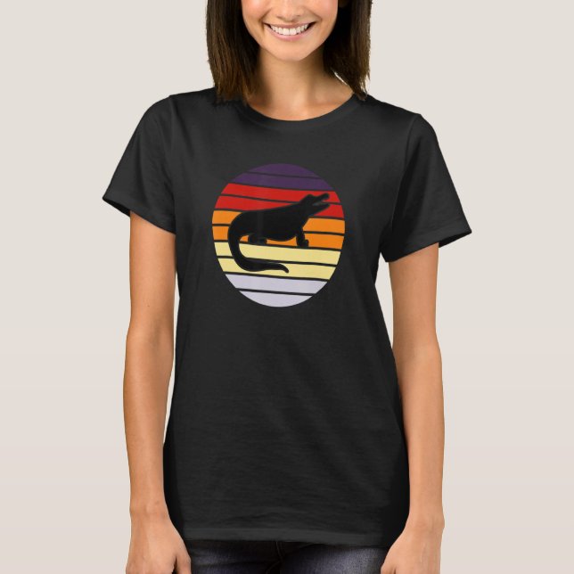 Camiseta Alligator Crocodilo Retro Sunset Lover Cubo Rétil (Frente)
