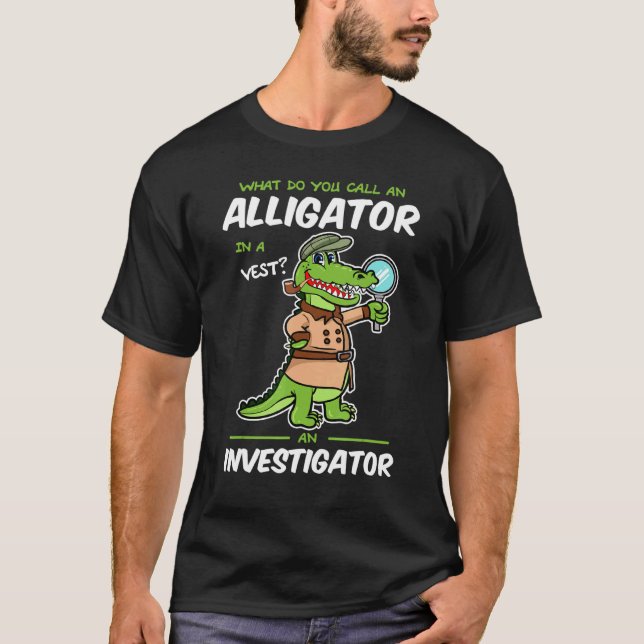Camiseta Alligator In A Vest Investigator For Kids Boys Gir (Frente)