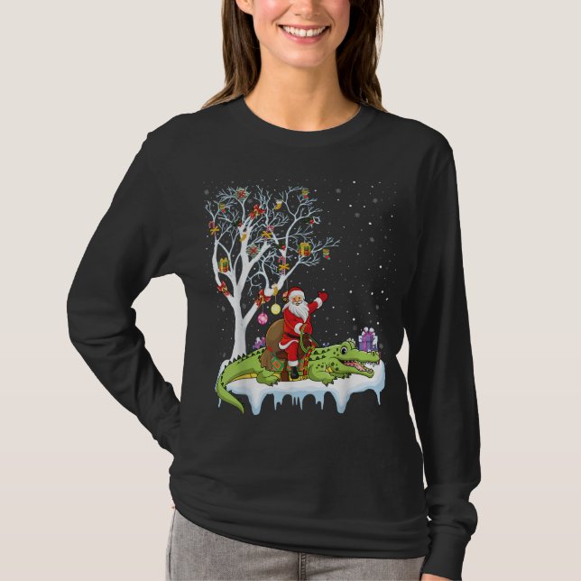Camiseta Alligator Lover Xmas Gift Papais noeis Anexando Al (Frente)