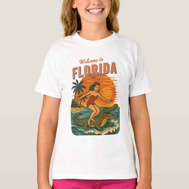 Camiseta Alligator Surfing Coastal Life Graphic Retro Surf (Frente)