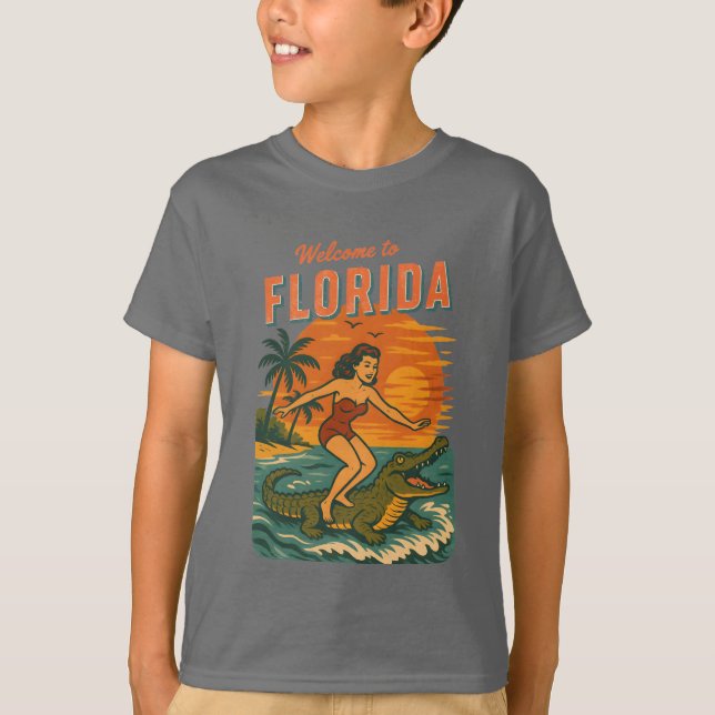 Camiseta Alligator Surfing Coastal Life Graphic Retro Surf (Frente)