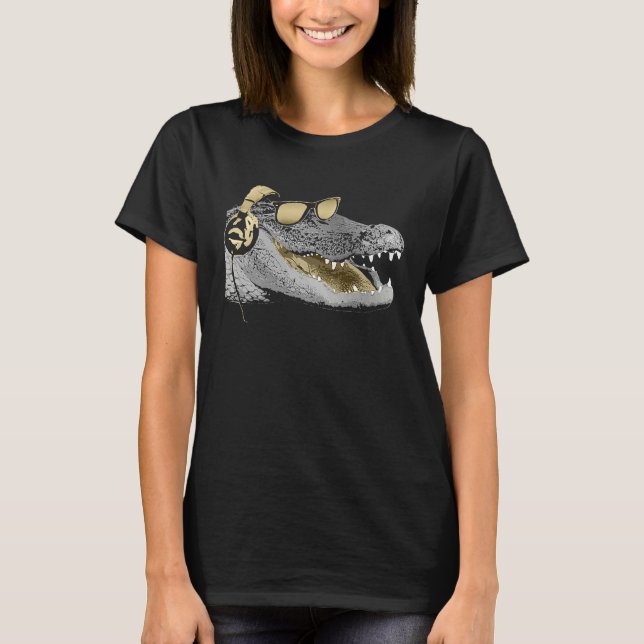 Camiseta Alligator with headphones and sunglasses (Frente)