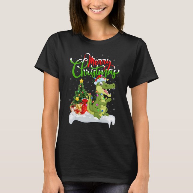Camiseta Alligator   Xmas Decorations Santa Alligator Chris (Frente)