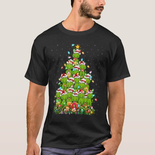 Camiseta Alligator  Xmas Lights Santa Alligator Christmas T (Frente)