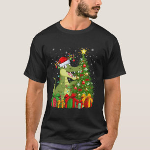 Camiseta Alligator Xmas Tree Lighting Santa Hat Alligator C