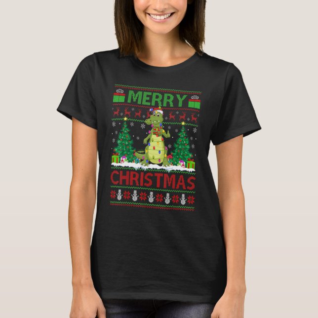 Camiseta Alligator   Xmas Tree Ugly Santa Alligator Christm (Frente)