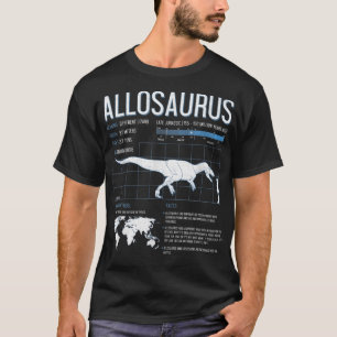 Camiseta Allosaurus Dinosaur Fatos T Shirt Mens Mulheres Cr