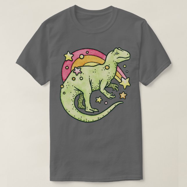 Camiseta Allosaurus Rainbow Retro Dinossaur (Frente do Design)