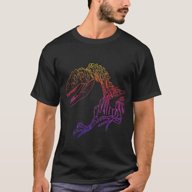 Camiseta Allosaurus Skeleton Rainbow T-shirt (Frente)