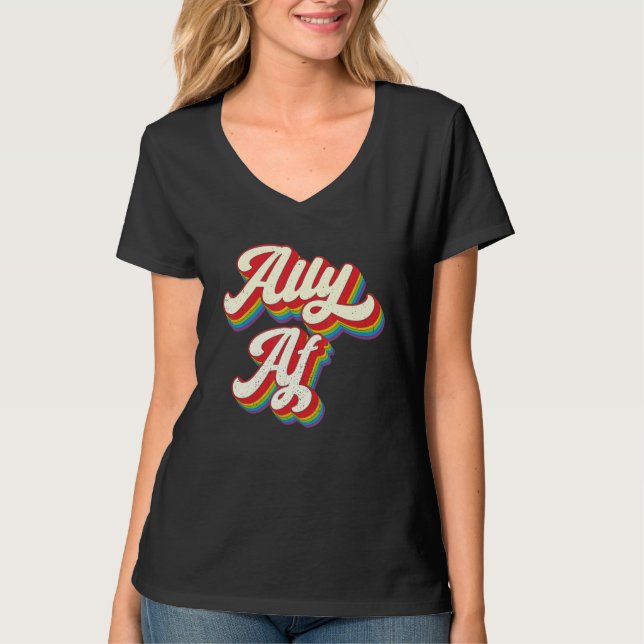 Camiseta Ally AF - Gay Pride Month Shirt - LGBT Rainbow (Frente)