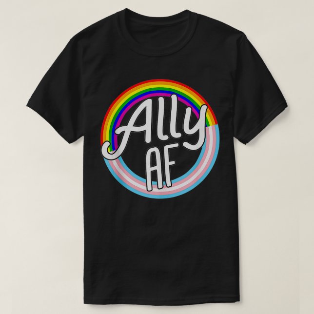 Camiseta ALLY AF Trans Flag de Igualdade de Amor LGBT Primo (Frente do Design)