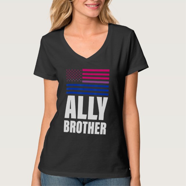 Camiseta Ally Brother Bisexual Flag Lgbt Orgulho gay (Frente)