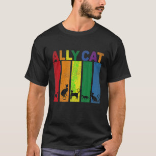 Camiseta Ally Cat LGBT Gay Rainbow Prim Flag Ally Cat LGBT