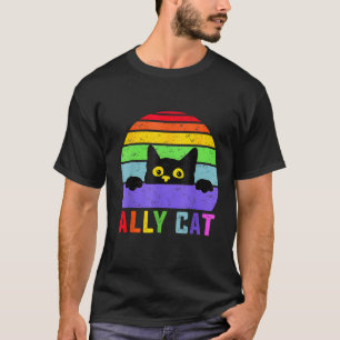 Camiseta Ally Cat LGBT Gay Rainbow Prim Flag Funny Cat Lov