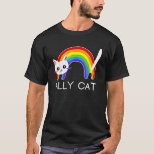 Camiseta Ally Cat Pride Month Straight Ally Gay LGBT Rainbo