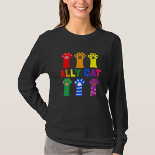 Camiseta Ally Cat Purride Paw Rainbow Cat Lgbt Orgulho gay
