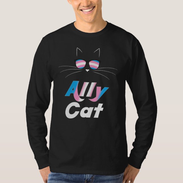 Camiseta Ally Cat Rainbow Sunglass Transgender Pride Kitt (Frente)
