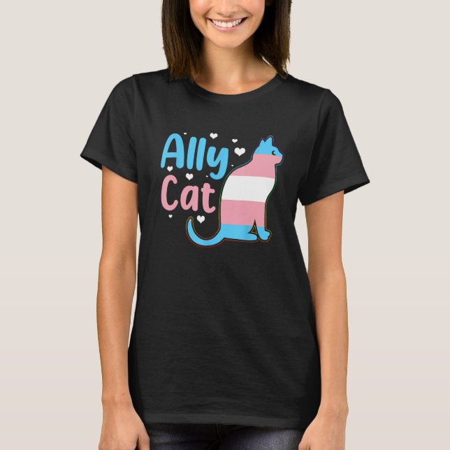 Camiseta Ally Cat Transgender Pride Cat Kitten LGBT Trans (Frente)