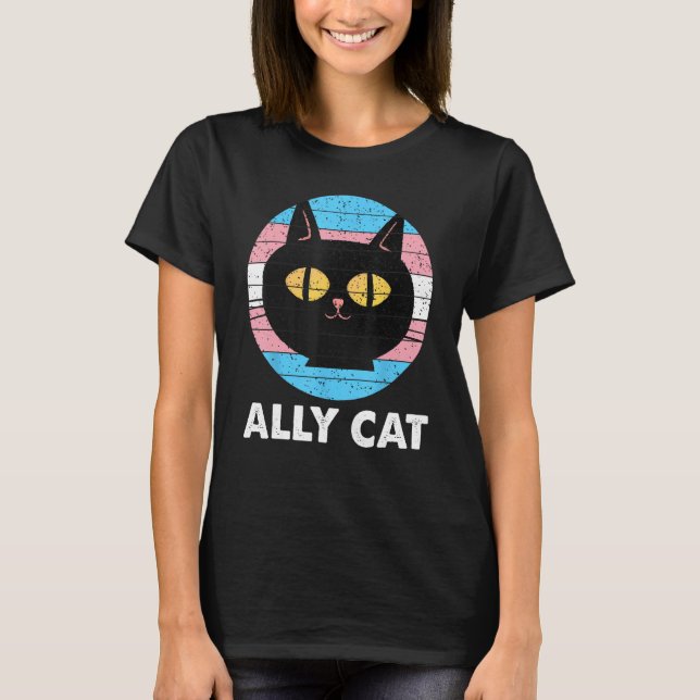 Camiseta Ally Cat Transgender Pride Cat Kitten LGBT Trans (Frente)