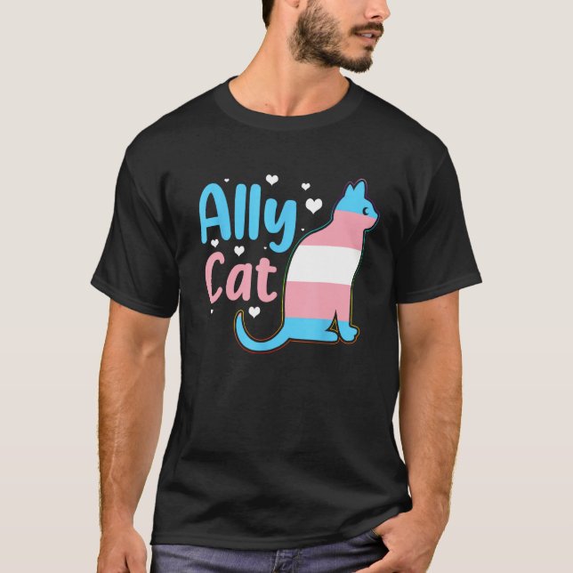 Camiseta Ally Cat Transgender Pride  Cat Kitten LGBT Trans  (Frente)