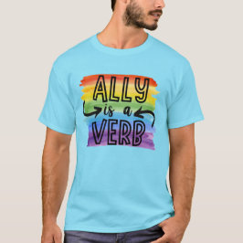 Camiseta Ally é um Orgulho LGBTQ do Arco-Íris Verb Watercol