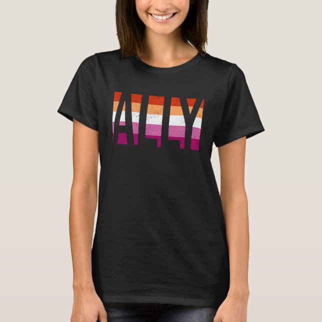 Camiseta Ally Gay Pride Month LGBT Lesbian Flag Equal Right (Frente)