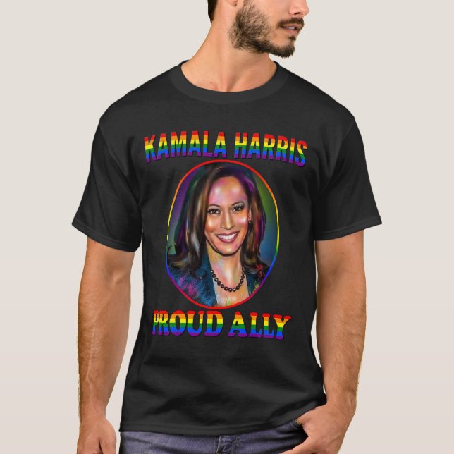 Camiseta Ally Kamala Harris Orgulho gay Mont De Sinalizador (Frente)