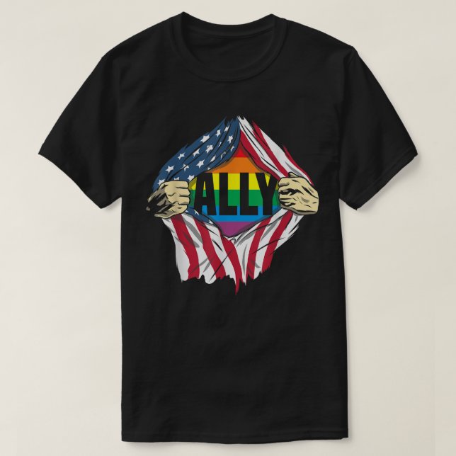 Camiseta Ally LGBTQ Movement Gay Transgender Pride Parade  (Frente do Design)