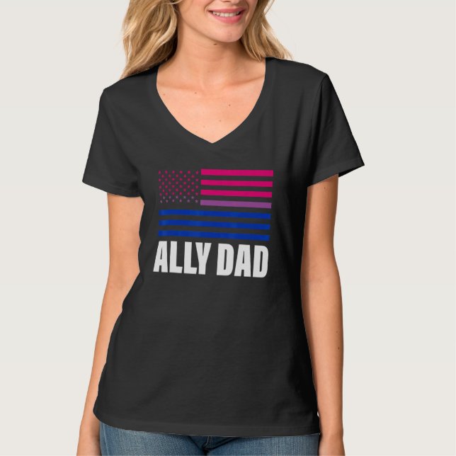Camiseta Ally Pai Bisexual Flag Lgbt Orgulho gay (Frente)