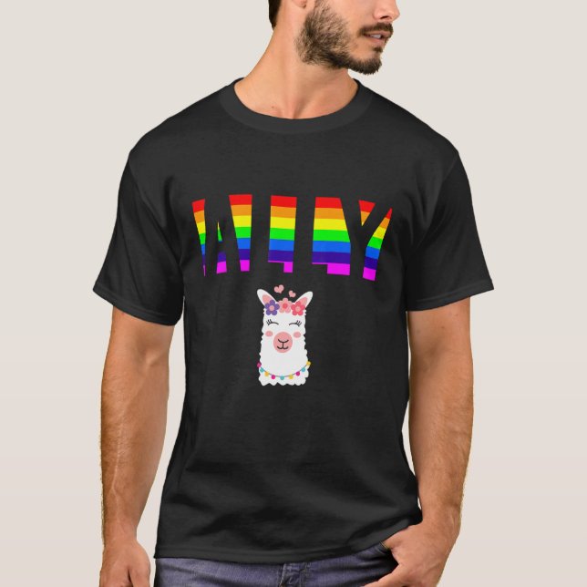Camiseta Ally Pride LGBTQ Igualdade Rainbow Lésbica Gay Tra (Frente)