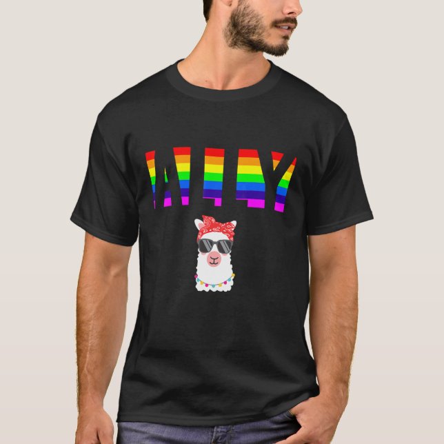 Camiseta Ally Pride LGBTQ Igualdade Rainbow Lésbica Gay Tra (Frente)