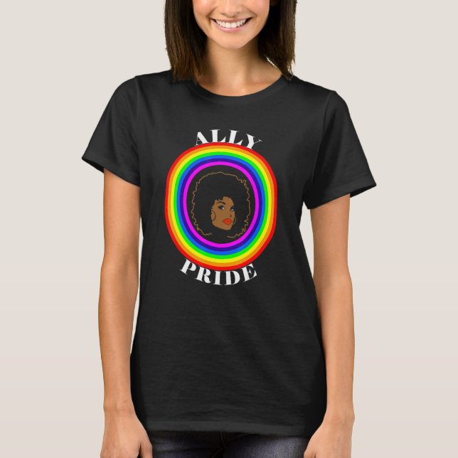 Camiseta Ally Pride LGBTQ Igualdade Rainbow Lésbica Gay Tra (Frente)