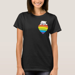 Camiseta Ally Rainbow Heart Cat LGBTQ Community Pride Gende
