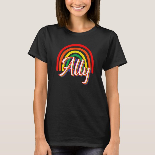 Camiseta Ally Rainbow LGBTQ Gay Equality Trans Lesbian Quee (Frente)