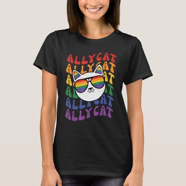 Camiseta AllyCat  Ally Cat Gay Pride Rainbow Sunglasses LGB (Frente)