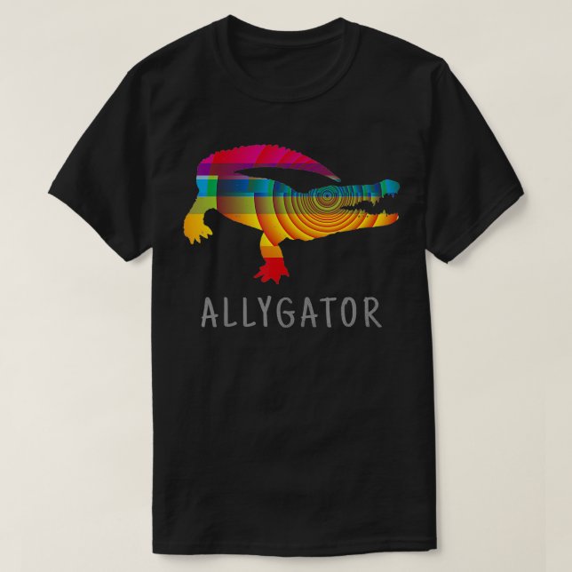 Camiseta Allygator LGBT Ally Rainbow Flag Pride L (Frente do Design)