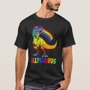 Camiseta Allysaurus LGBT Shirt Dinosaur Rainbow Flag Ally L